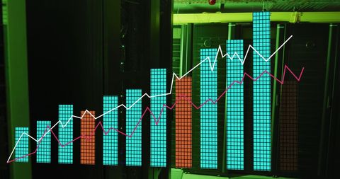 Digital Graphs Overlaying Advanced Data Server Infrastructure - Download Free Stock Images Pikwizard.com