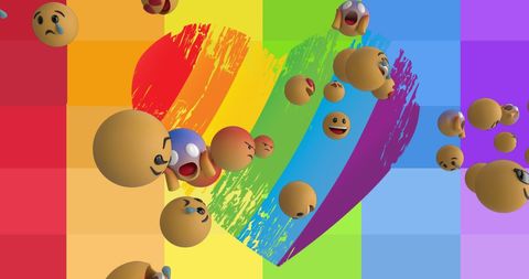 Colorful Emojis and Rainbow Heart Celebrating Pride - Download Free Stock Images Pikwizard.com