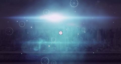 Futuristic digital landscape with glowing blue aura