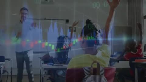 Students Learning Candlestick Charts in Classroom Technology Session