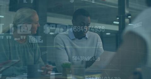 Business Team Brainstorming with Digital Data Overlay in Modern Office - Download Free Stock Images Pikwizard.com