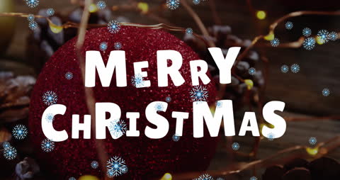 Festive Merry Christmas Animation with Snowflakes