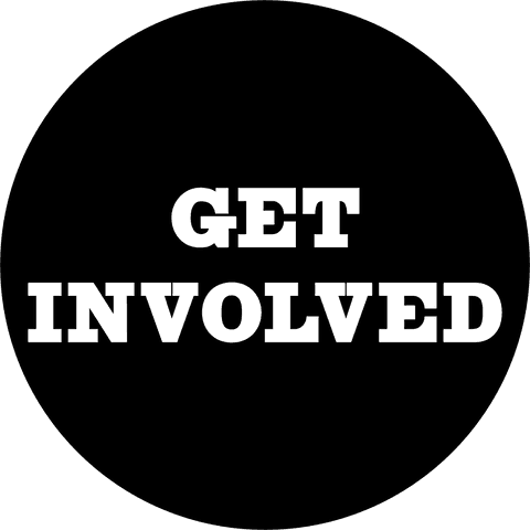 Get involved text graphic on transparent background for employment