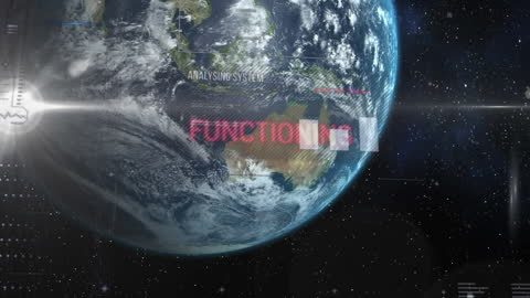 Digital Data Processing Animation Over Rotating Earth