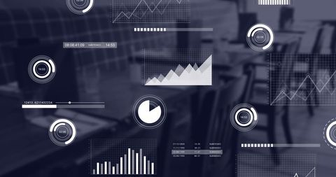 Digital Analytics Interface Over Office Cafe Background - Download Free Stock Images Pikwizard.com