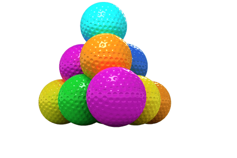 Vibrant Stack of Multicolor Golf Balls on Transparent Background