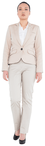 Serious Asian Businesswoman in Formal Wear on Transparent Background