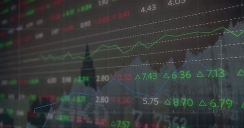 Dynamic Trading Board with Graph Overlay on Cityscape - Download Free Stock Images Pikwizard.com