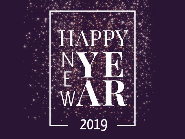 Happy New Year 2019 Celebration Poster with Sparkling Stars - Download Free Stock Templates Pikwizard.com