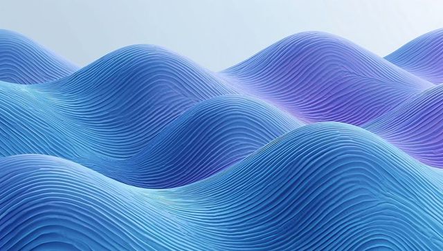 Undulating Blue-Violet Ridges Flowing with Layered Grooves and Smooth Gradient