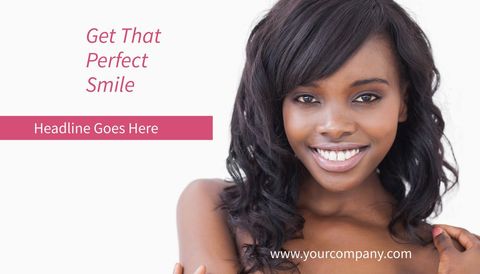 Confident Smile Woman Promoting Dental Beauty Services