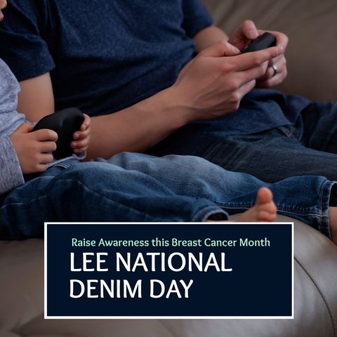 father and child playing video games promoting denim day - Download Free Stock Templates Pikwizard.com
