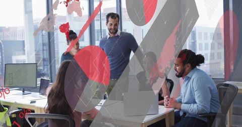 Corporate Team Collaborating on Data Analytics in Modern Office