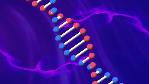 Abstract DNA Strand on Cosmic Blue Background