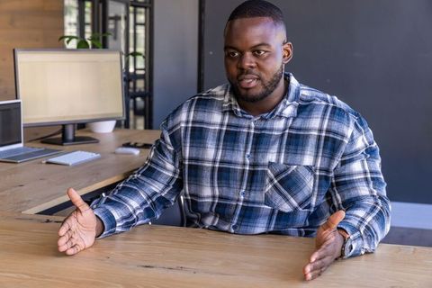 Businessman discussing in modern office