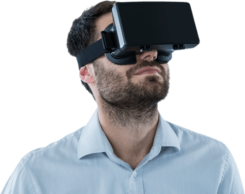 Transparent Background of Man Using Virtual Reality Headset in White Shirt - Download Free Stock Videos Pikwizard.com