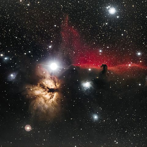Stunning view of horsehead nebula and orion universe constellation