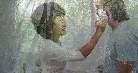 Whimsical Couple Scene Blending Nature and Romance