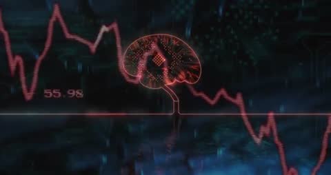 Innovative Digital Brain Interface with Fluctuating Data Graph
