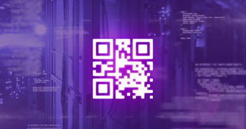 Glowing Purple QR Code with Futuristic Data Processing - Download Free Stock Images Pikwizard.com