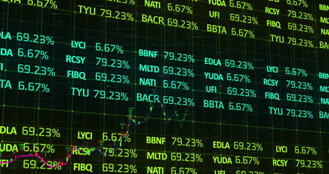 Stock Market Data Visualized on Digital Screen