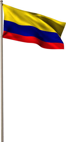 Colombia flag waving on transparent background png