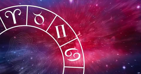 Animated Gemini Star Sign with Mystical Zodiac Symbols in Space - Download Free Stock Images Pikwizard.com