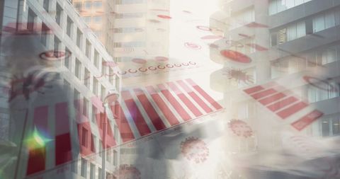 Digital Interface with Covid-19 Statistics Over Urban Scene