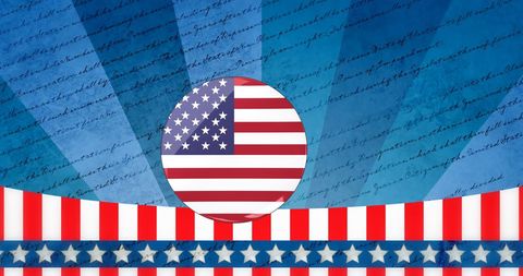 Patriotic American Flag Background with Script and Patterns