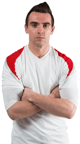 Confident Athlete Standing with Arms Crossed Transparent Background
