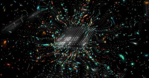 Futuristic Digital Data Vortex with Swirling Light Patterns