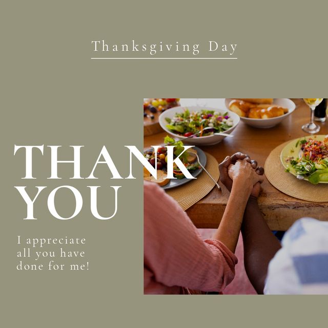 Composition of thanksgiving day text over holding hands at table - Download Free Stock Videos Pikwizard.com