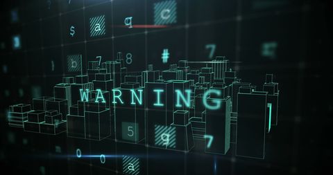 Cybersecurity Landscape with Virtual City and Digital Alert - Download Free Stock Images Pikwizard.com