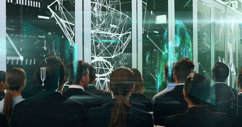business team observing futuristic data display in office - Download Free Stock Images Pikwizard.com