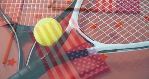 Colorful Tennis Theme with Patriotic Flag Overlays