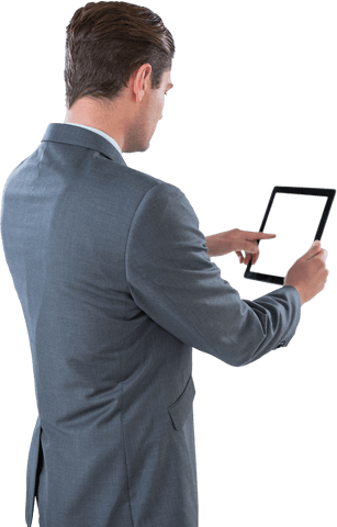 Caucasian Businessman Using Transparent Tablet Interface - Download Free Stock Videos Pikwizard.com