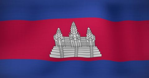 Waving Cambodian Flag Symbolizing National Pride