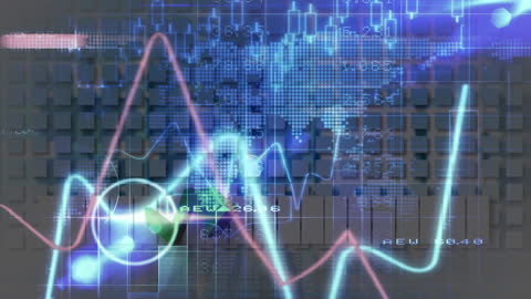 Abstract Digital World Map with Financial Data Streams