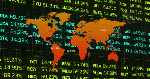 Stock Market Data with World Map Backdrop