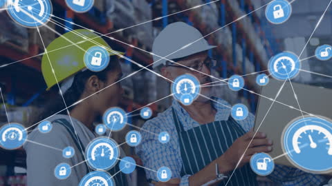 Warehouse Technology Concept with Network Overlay