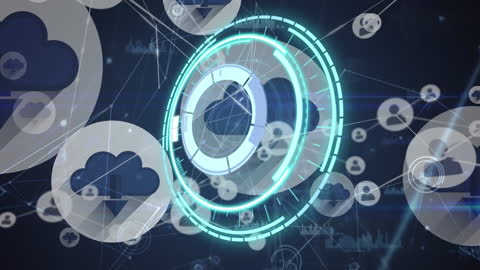 Futuristic Digital Interface with Networking Icons