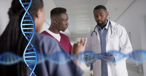 Diverse Medical Team Discussing Genetic Research