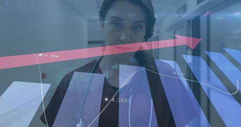 Biracial Female Doctor Analyzing Clinical Data Visualization