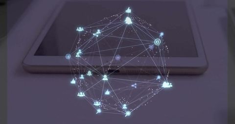 Digital Network Interface Displayed Over Tablet Device