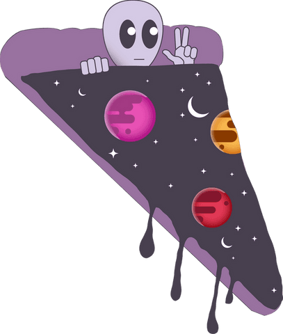 Cosmic alien with peace sign illustration on transparent background