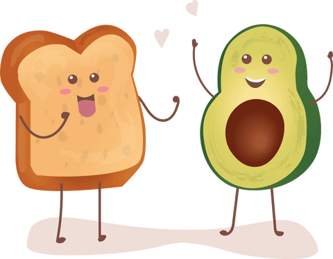happy toast and avocado raising hands on transparent background - Download Free Stock Videos Pikwizard.com