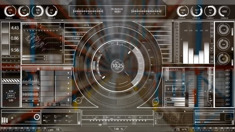 Data Interface Overlay in Futuristic Warehouse Setting