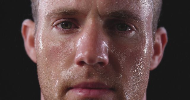 Close-Up of Determined Sweat-Covered Athlete - Download Free Stock Images Pikwizard.com