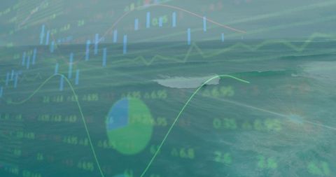 Marine financial analytics visualization on sunlit sea