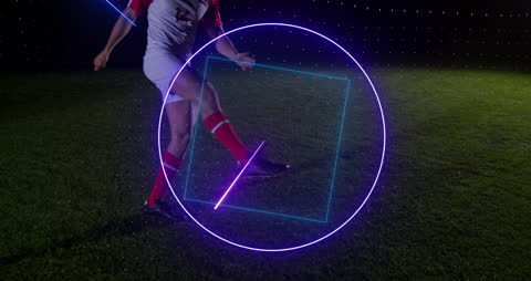 Dynamic Visualization of Football Kick with Neon Light Effects